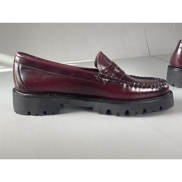G.H. Bass Whitney Super Lug Shoes Womens 9.5 Burgundy Penny Loafers BAX1W010 - Picture 9 of 10